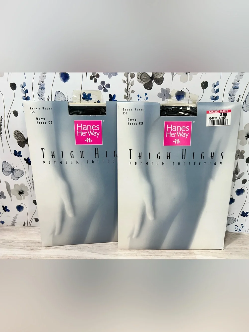 Hanes Her Way Thigh Highs Onyx Size C-D NOS 2 Pack